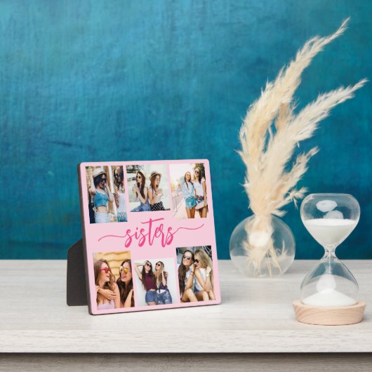 Hot Pink Sisters 6 Foto Collage Keepake Geschenk Fotoplatte (InSitu)