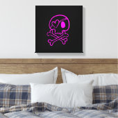 Hot Pink Skull und Crossbones auf Schwarz Leinwanddruck (Insitu (Schlafzimmer))