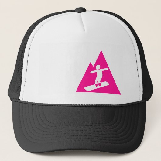 Hot Pink Snowboarden Truckerkappe (Vorderseite)