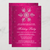 HOT PINK SNOWFLAKE FERIENPARTEI EINLADUNG (Vorne/Hinten)