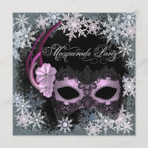 Hot Pink Snowflake Masquerade Party Einladungen