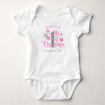 Hot Pink Snowflakes Baby Girl 1. Weihnachten