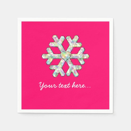 Hot Pink Snowflakes Pink Weihnachten Serviette (Vorderseite)