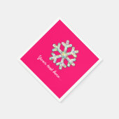 Hot Pink Snowflakes Pink Weihnachten Serviette (Ecke)