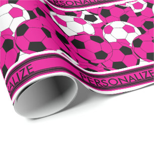 Hot Pink Soccer Ball Collage Geschenkpapier