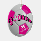 Hot Pink Soccer Ball | Personalisieren Keramik Ornament (Rechts)