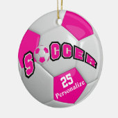 Hot Pink Soccer Ball | Personalisieren Keramik Ornament (Links)