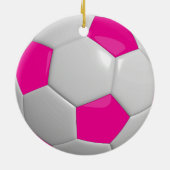 Hot Pink Soccer Ball | Personalisieren Keramik Ornament (Hinten)