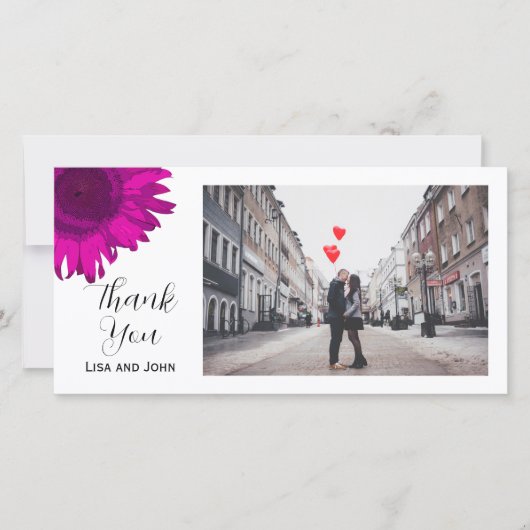 Hot Pink Sonnenblume Vielen Dank Fotokarte Dankeskarte (Vorderseite)