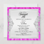 Hot Pink Sparkle Diamond Sweet 16 Einladen Einladung (Rückseite)