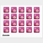 Hot Pink Sparkle Tee Party Custom Square Stickers (Blatt)