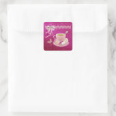 Hot Pink Sparkle Tee Party Custom Square Stickers (Tasche)