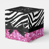 Hot Pink Sparkle Zebra Girl Babydusche nach Maß Geschenkschachtel (Rückseite)