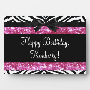 Hot Pink Sparkle Zebra Girly Girl Fotoplatte