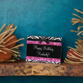 Hot Pink Sparkle Zebra Girly Girl Fotoplatte (Seite)