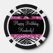 Hot Pink Sparkle Zebra Girly Girl Pokerchips (Rückseite)
