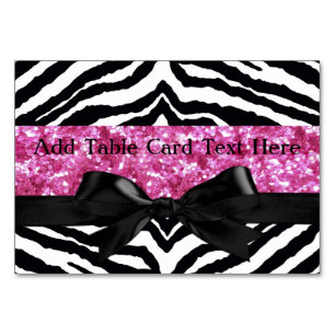 Hot Pink Sparkle Zebra Girly Girl Tischnummer