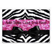 Hot Pink Sparkle Zebra Girly Girl Tischnummer (Vorderseite)