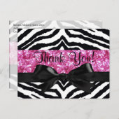 Hot Pink Sparkle Zebra Girly Girl Vielen Dank Postkarte (Vorne/Hinten)
