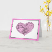 Hot Pink Spiky Doodle Herz Karte (Gelbe Blume)