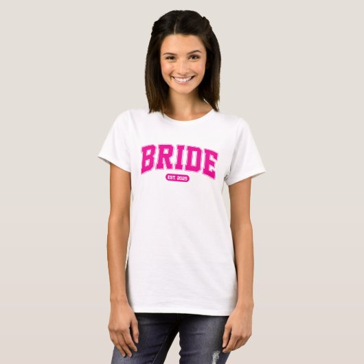 Hot Pink Sports Bridge Junggeselinnen-Abschied T-Shirt (Vorne ganz)