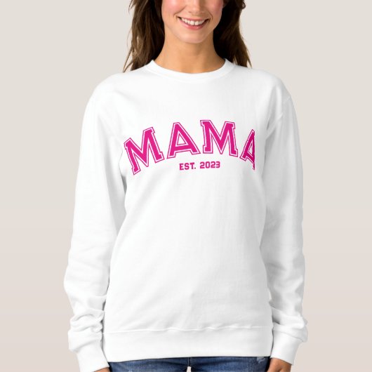Hot Pink Sports Style Outline Mama Sweatshirt (Vorderseite)