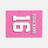 Hot Pink Sporty Team Jersey Fleecedecke (Vorderseite (Horizontal))