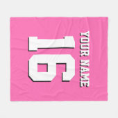 Hot Pink Sporty Team Jersey Fleecedecke (Vorderseite (Horizontal))