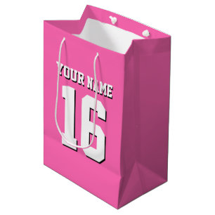 Hot Pink Sporty Team Jersey Mittlere Geschenktüte