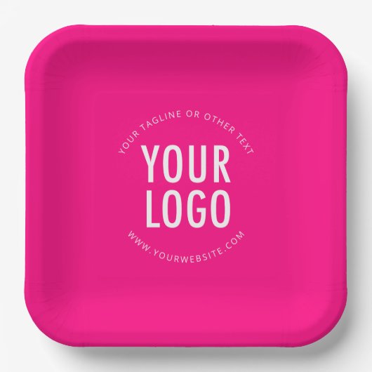 Hot Pink Square Paper Plates Custom Logo Printed Pappteller (Vorderseite)