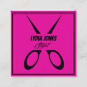 Hot Pink Square Stylist Business Card mit QR-Code Quadratische Visitenkarte (Vorderseite)