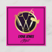 Hot Pink Square Stylist Business Card mit QR-Code Quadratische Visitenkarte (Vorderseite)