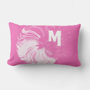 Hot Pink Squigggle Monogramm Lendenkissen