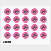 Hot Pink Star Design Round Stickers (Blatt)