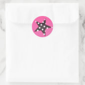 Hot Pink Star Design Round Stickers (Tasche)