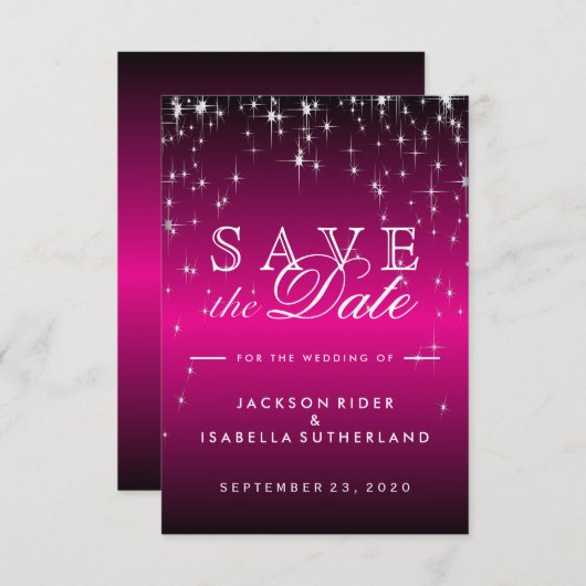 Hot Pink Star Lights - Save the Date (Vorne/Hinten)