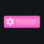 Hot Pink Star von David Bat Mitzvah Rücksendeadres<br><div class="desc">Senden Sie Ihre Bat Mitzvah Einladungen,  uAwg Umschlag-Karten und Dankeschön-Karten mit diesen heißen rosa Rücketiketten Aufkleber. Editierbare Vorlagen,  damit Sie Schriftart und Größe ändern können.</div>