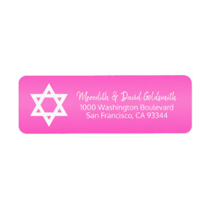 Hot Pink Star von David Bat Mitzvah Rücksendeadres