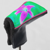 Hot Pink Stargazer Liege auf Türkis und Grün Golf Headcover (3/4 Vorderseite)