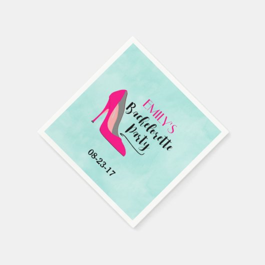 Hot Pink Stiletto High Heel Junggeselinnen-Abschie Serviette (Ecke)