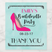 Hot Pink Stiletto High Heel Junggeselinnen-Abschie Weinetikett (Einzelnes Label)