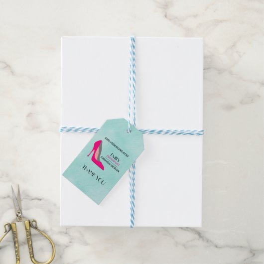 Hot Pink Stiletto High Heel Shoe Chic Biz Dank Geschenkanhänger (Mit Garn)