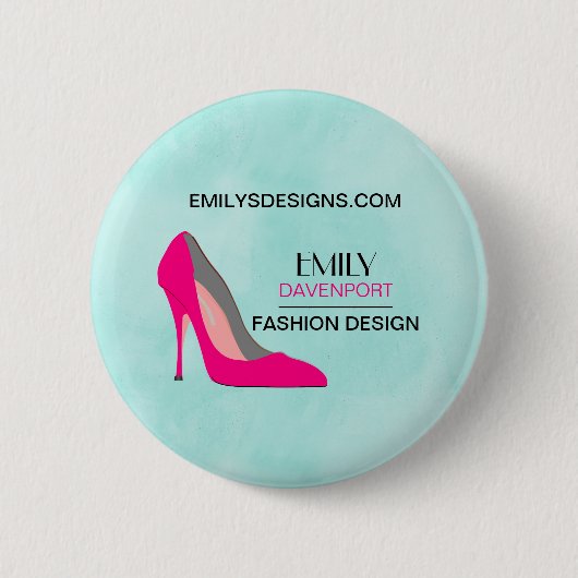 Hot Pink Stiletto High Heel Shoe Chic Business Button (Vorderseite)