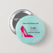 Hot Pink Stiletto High Heel Shoe Chic Business Button (Vorne & Hinten)