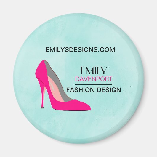 Hot Pink Stiletto High Heel Shoe Chic Business Magnet (Vorne)