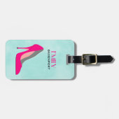 Hot Pink Stiletto High Heel Shoe Chic Gepäckanhänger (Vorderseite horizontal)