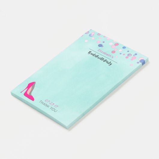 Hot Pink Stiletto Pink Confetti Junggeselinnen-Abs Post-it Klebezettel (angewinkelt)