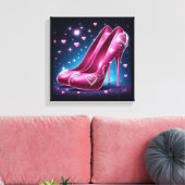 Hot Pink Stilettos mit Diamanten und Herz Leinwanddruck (Insitu (Wohnzimmer))