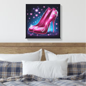 Hot Pink Stilettos mit Diamanten und Herz Leinwanddruck (Insitu (Schlafzimmer))