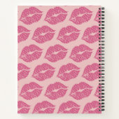 Hot Pink Strick Lippen mit kleinen weißen Herzen Notizblock (Rückseite)